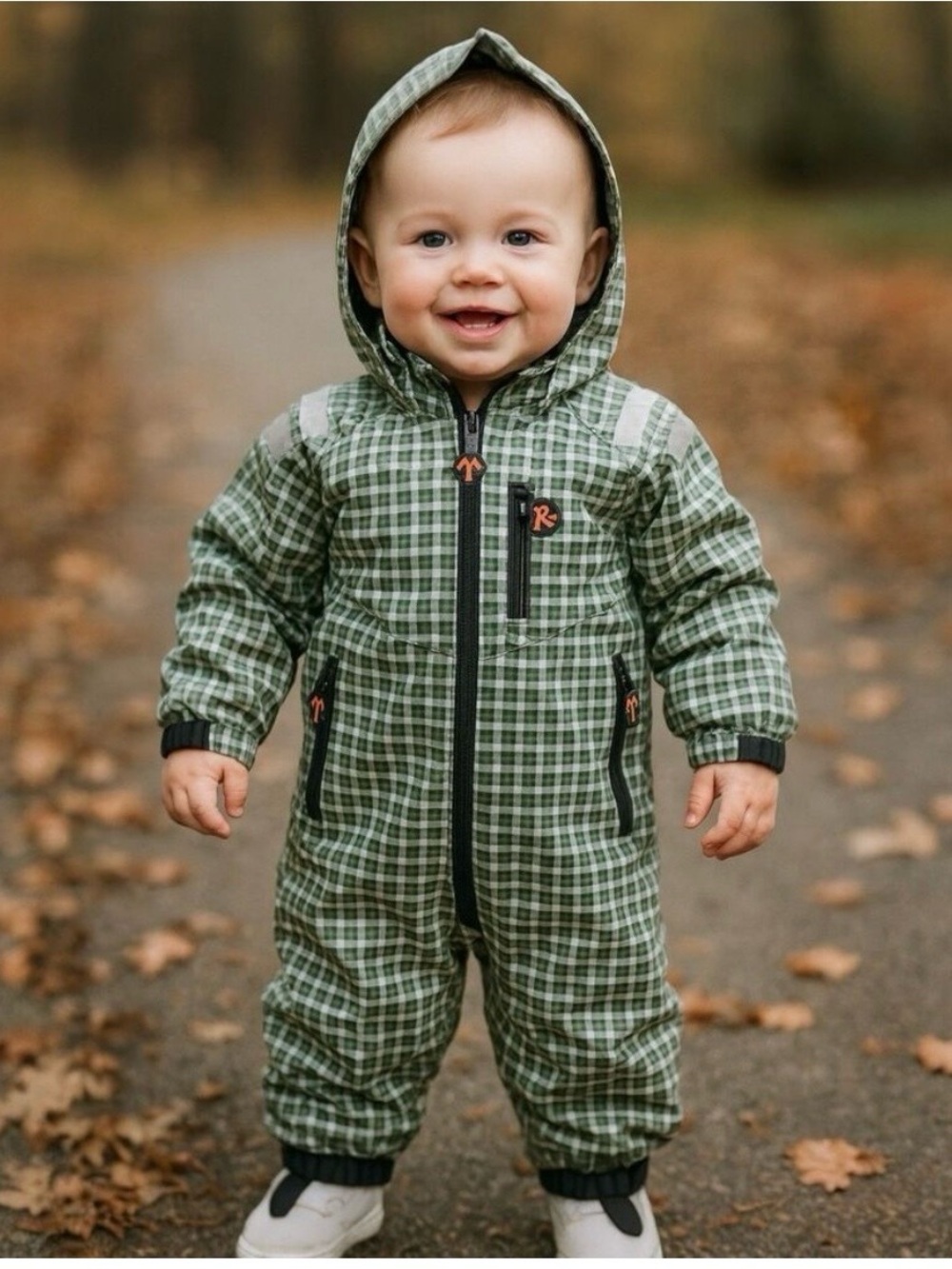 ducKsday Green Plaid Hooded Baby Rain Suit